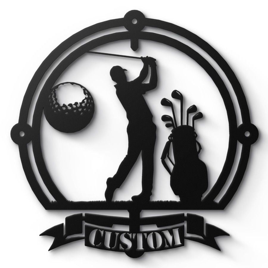 Personalized Golf Silhouette Metal Wall Art
