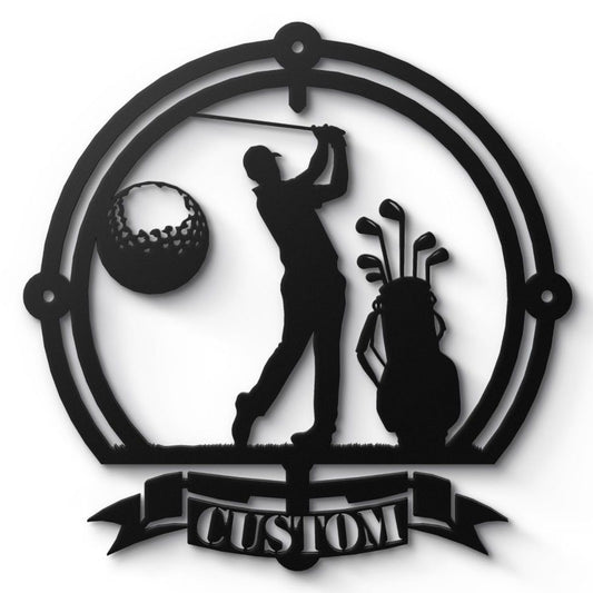 Personalized Golf Silhouette Metal Wall Art
