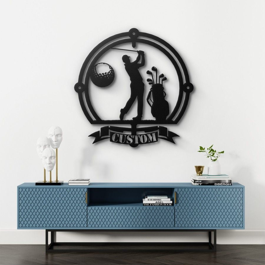 Personalized Golf Silhouette Metal Wall Art