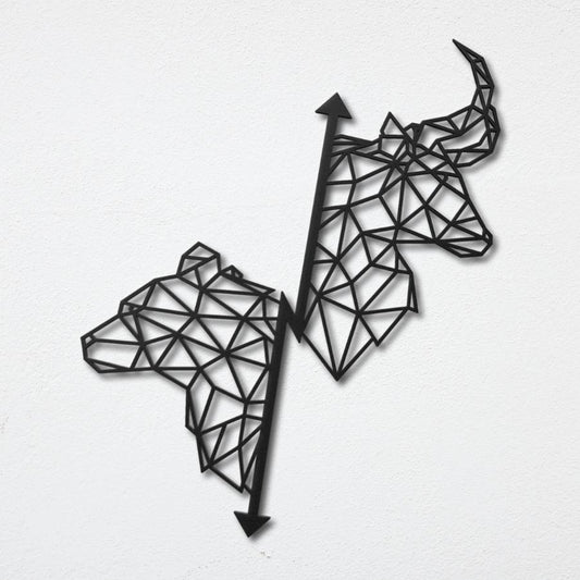 Crypto Bull and Bear Metal Wall Art