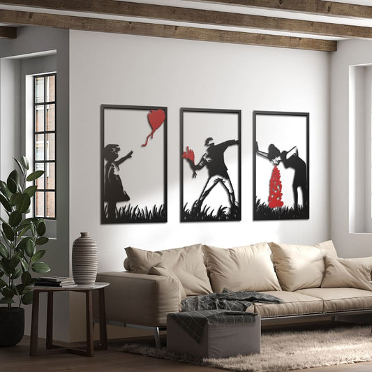 Banksy Metal Wall Art Set of 3