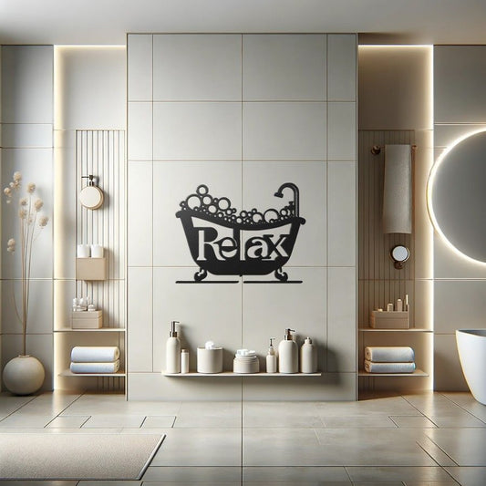 "Relax" Bathroom Metal Wall Decor