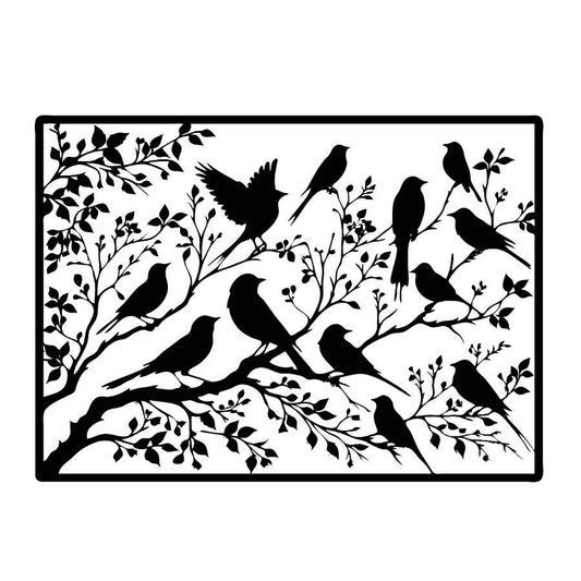 Birds Sitting on Branches Metal Wall Art