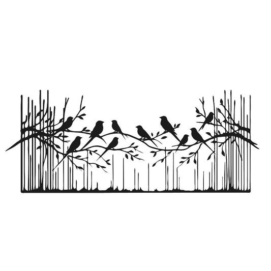 Birds on Tree Branches in Nature Metal Wall Art