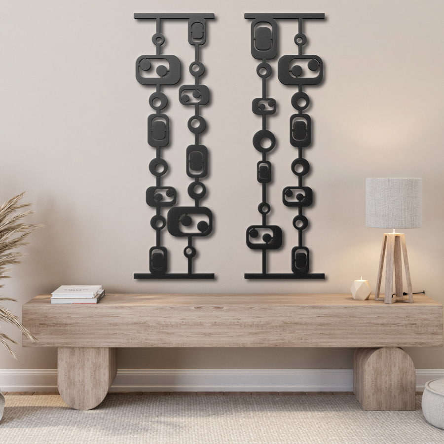 Black and White Mid Century Modern Metal Wall Art