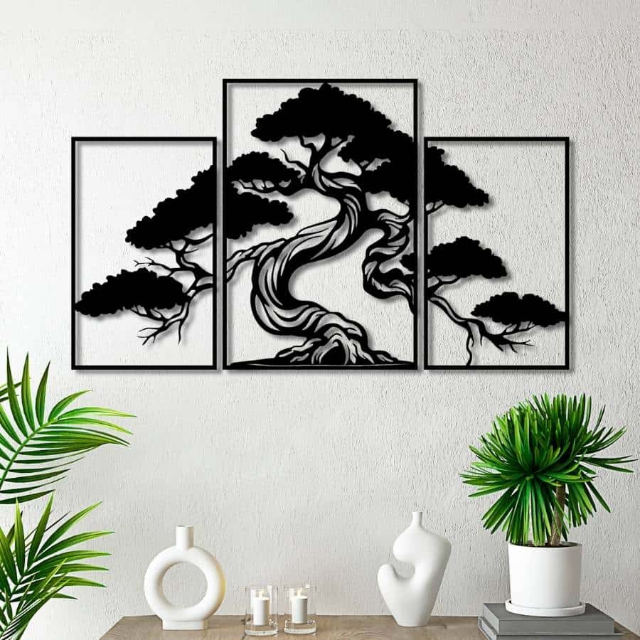 bonsai tree painting easy Bonsai Tree Metal Wall Art