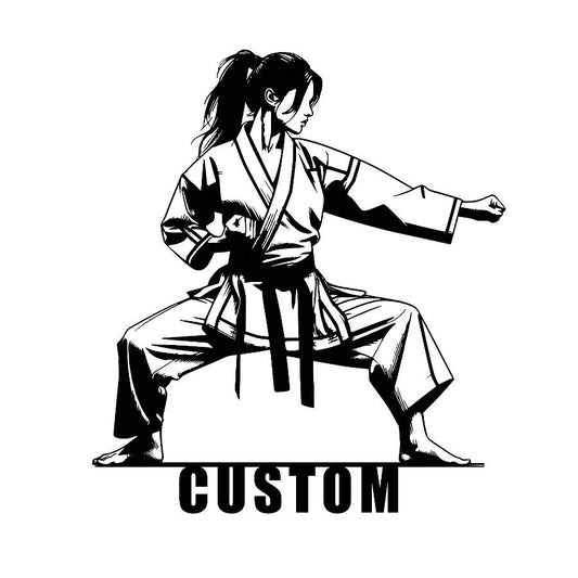 Custom Karate Female Fighter Metal Wall Art