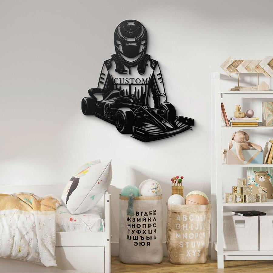 Custom Race Car Driver and Car Metal Wall Art