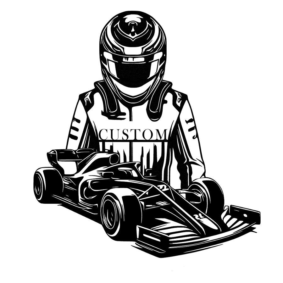 Custom Race Car Driver and Car Metal Wall Art