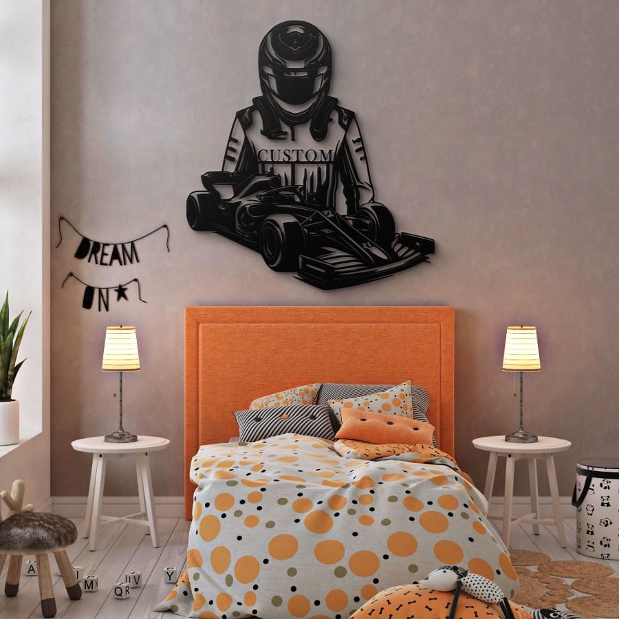 Custom Race Car Driver and Car Metal Wall Art