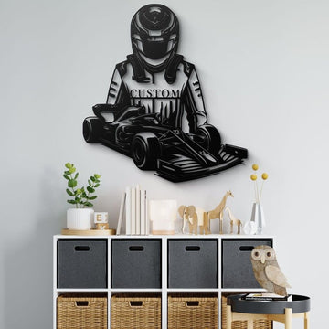 Custom Race Car Driver and Car Metal Wall Art