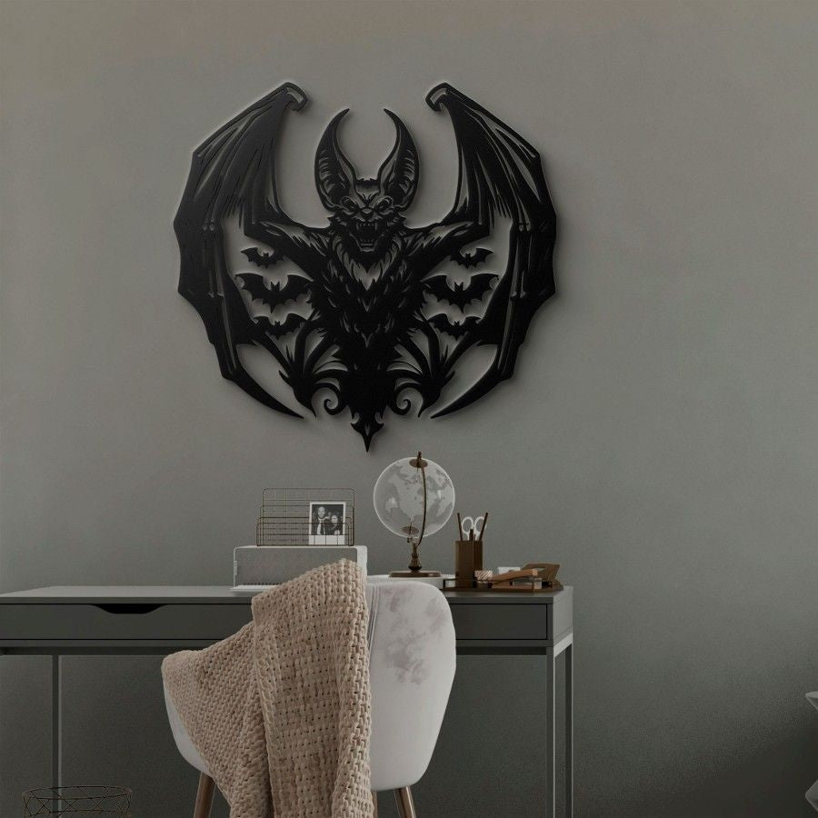 Gothic Bat Demon Metal Wall Art