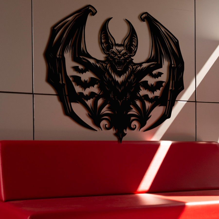 Gothic Bat Demon Metal Wall Art
