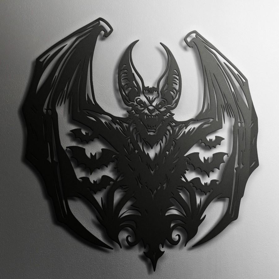 Gothic Bat Demon Metal Wall Art