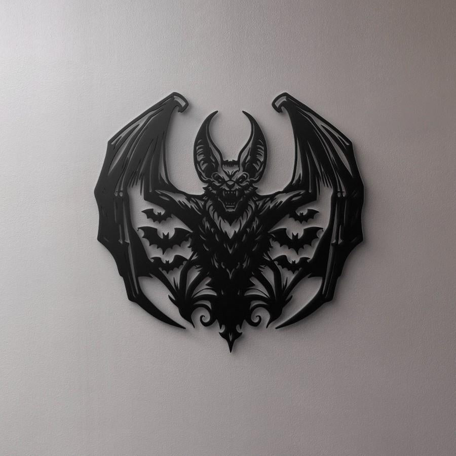 Gothic Bat Demon Metal Wall Art