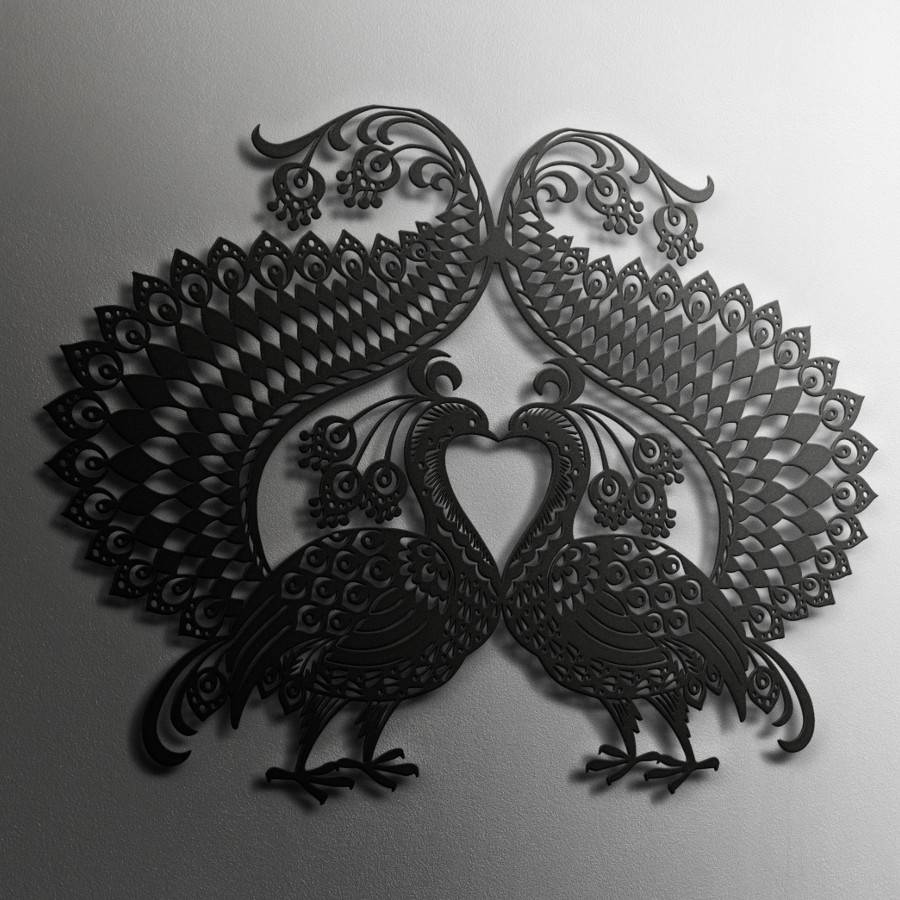 Double Peacock Metal Wall Art Decor