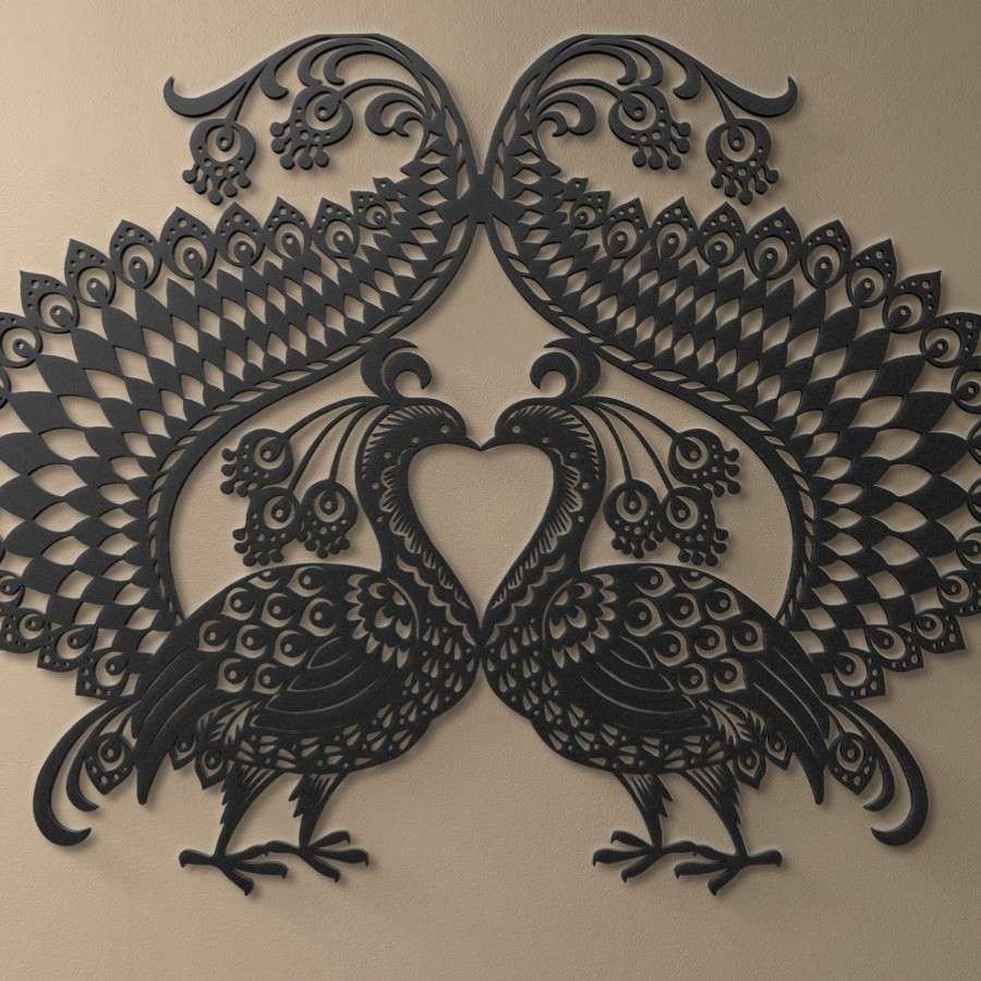 Double Peacock Metal Wall Art Decor