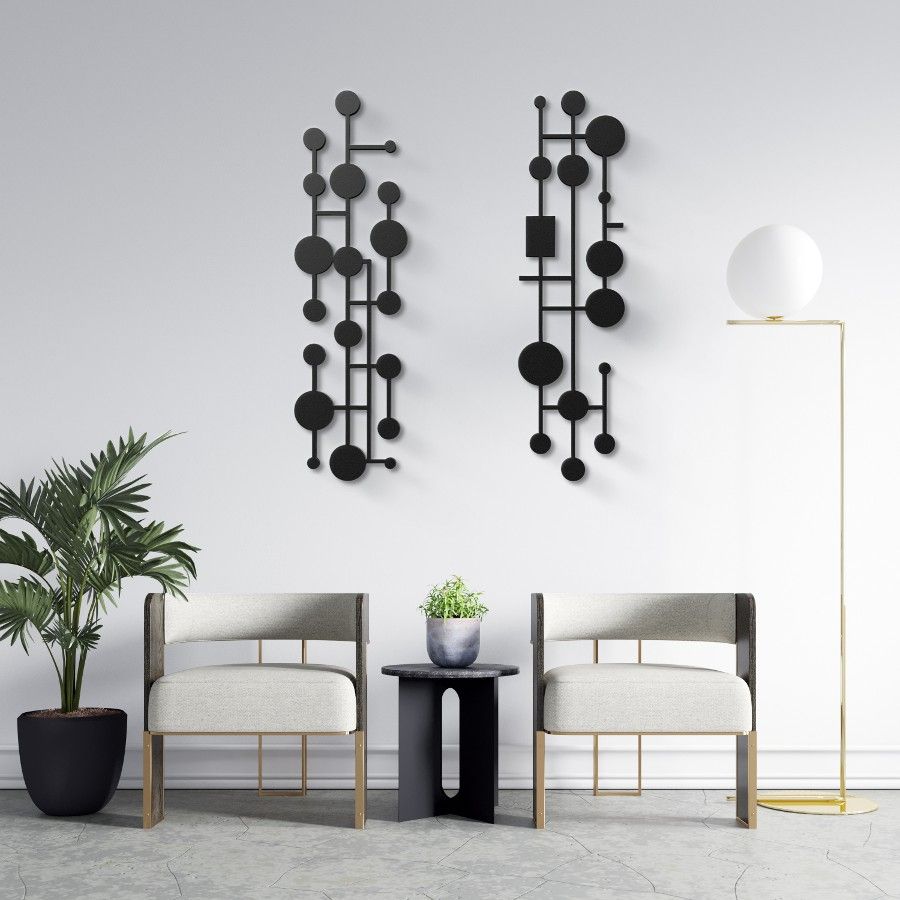 Mid Century Modern Magic Metal Wall Art Set Of 2