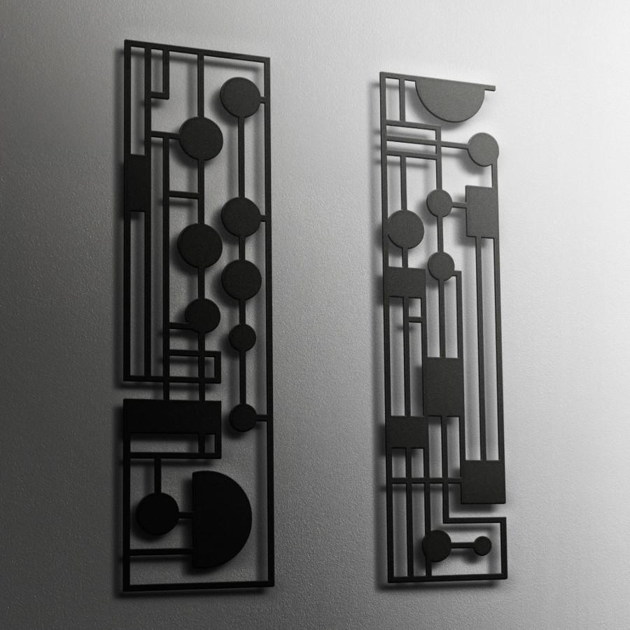 Lunar Mid Century Modern Metal Wall Art Set Of 2