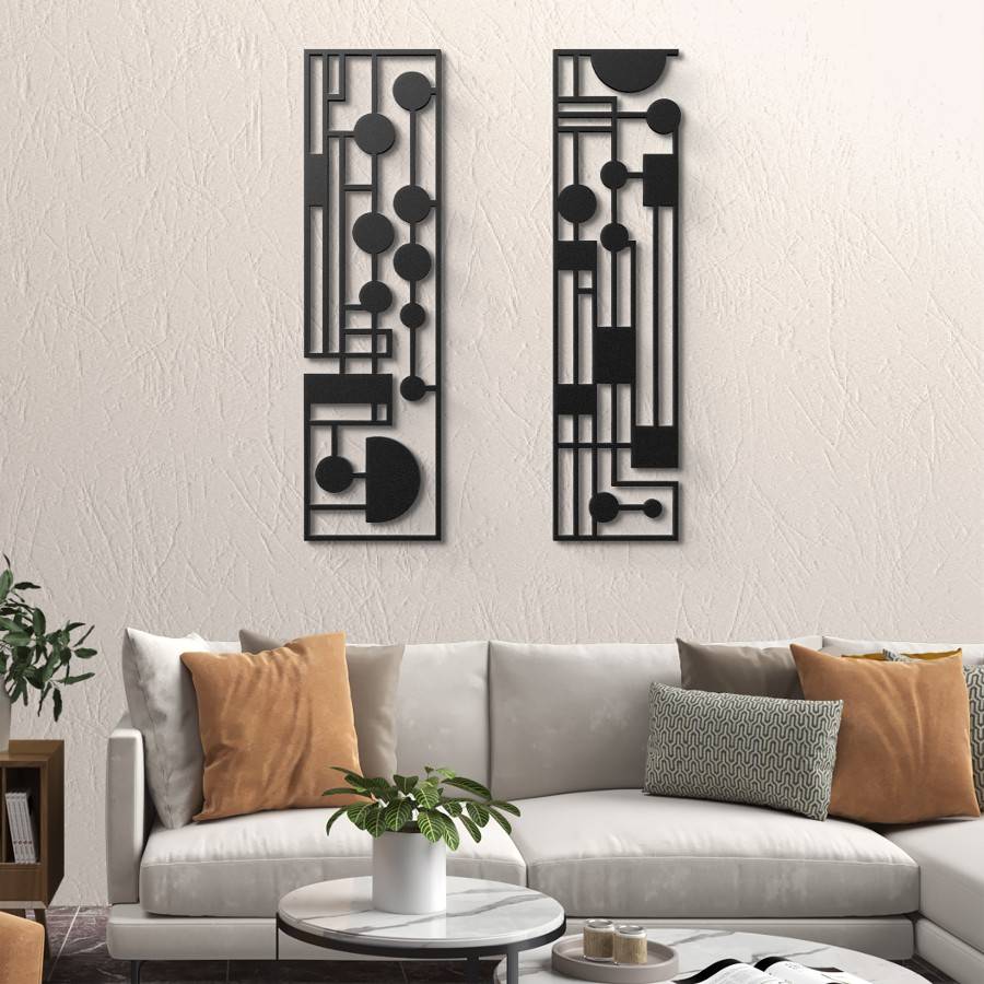 Lunar Mid Century Modern Metal Wall Art Set Of 2