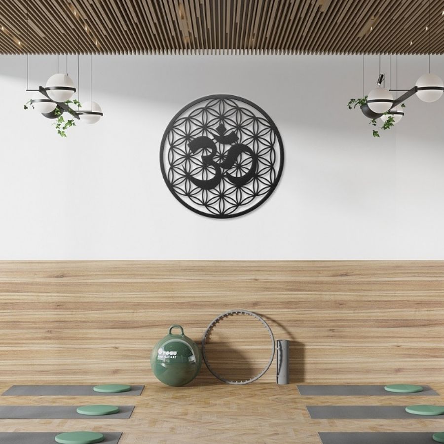 Om Life Of Flower Metal Wall Art Decor