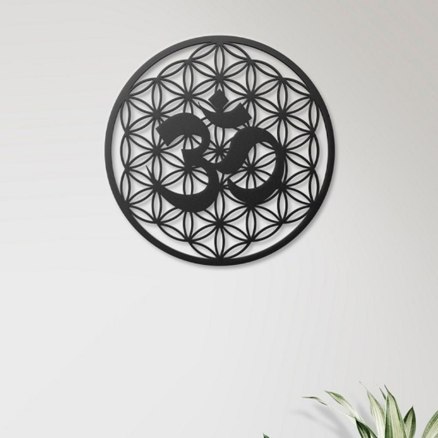 Om Life Of Flower Metal Wall Art Decor