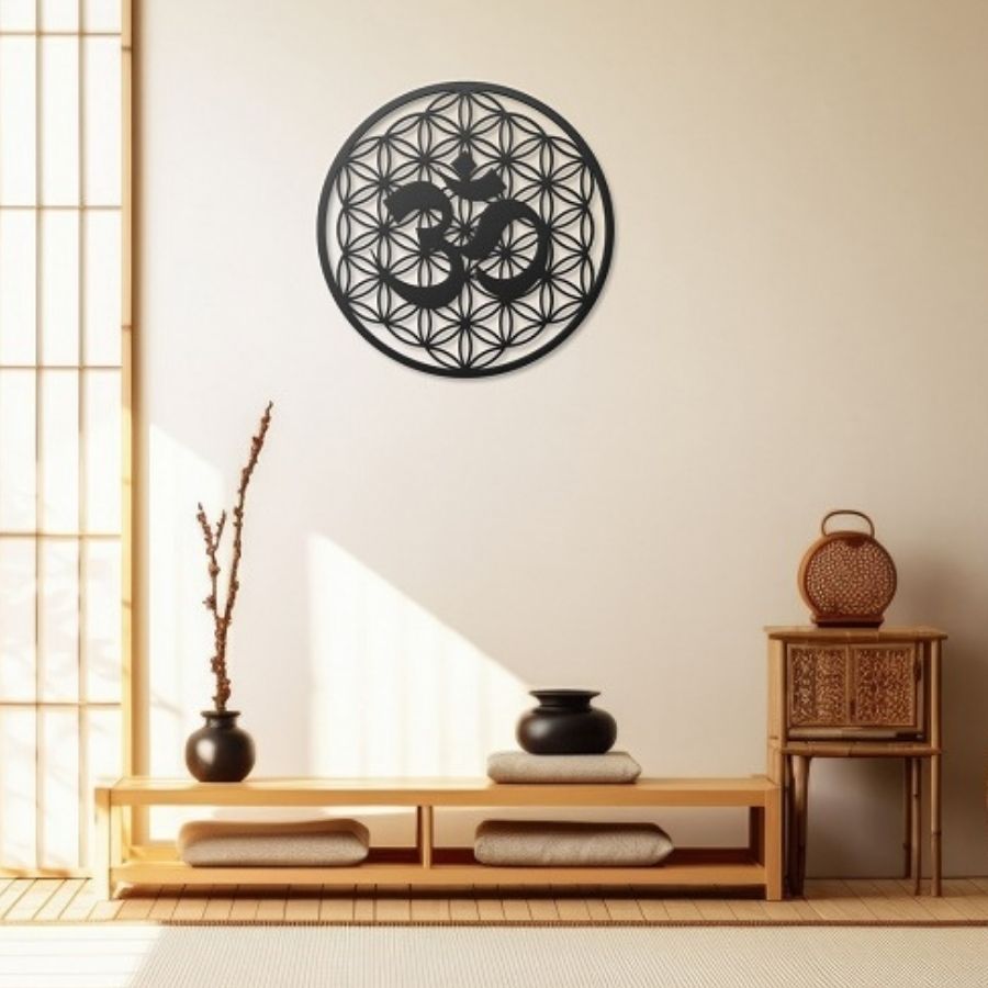 Om Life Of Flower Metal Wall Art Decor