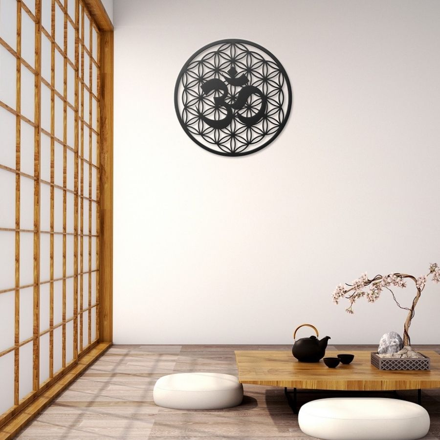 Om Life Of Flower Metal Wall Art Decor