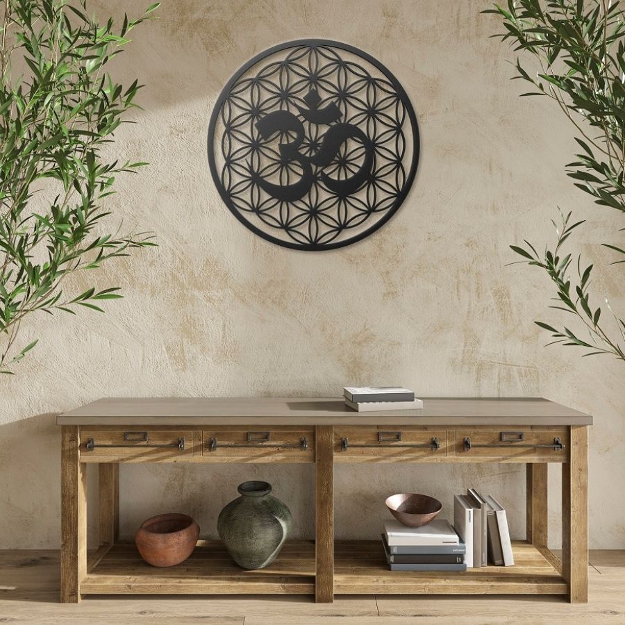 Om Life Of Flower Metal Wall Art Decor