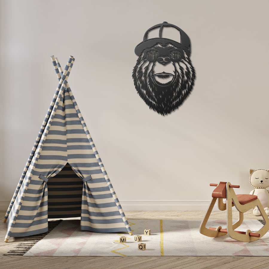Papa Bear Metal Wall Art Decor