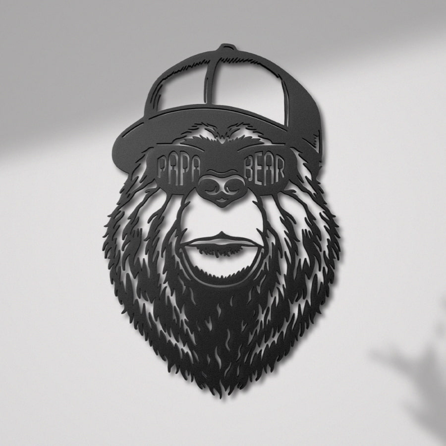 Papa Bear Metal Wall Art Decor