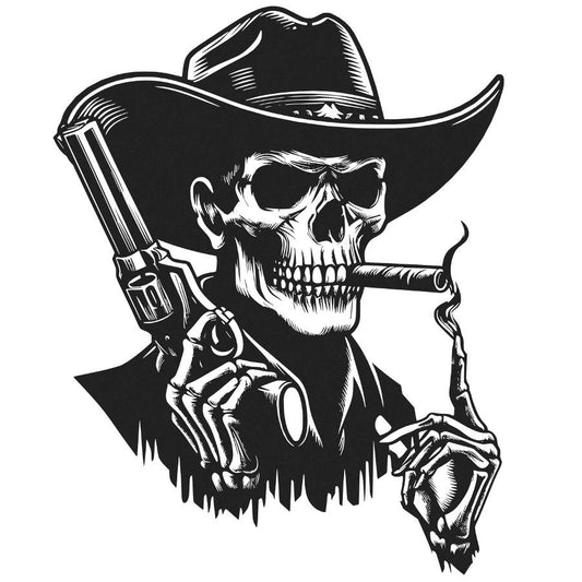 Gothic Skull Cowboy Metal Wall Art