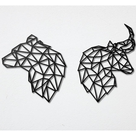 Stock Market Bull and Bear Metal Wall Art