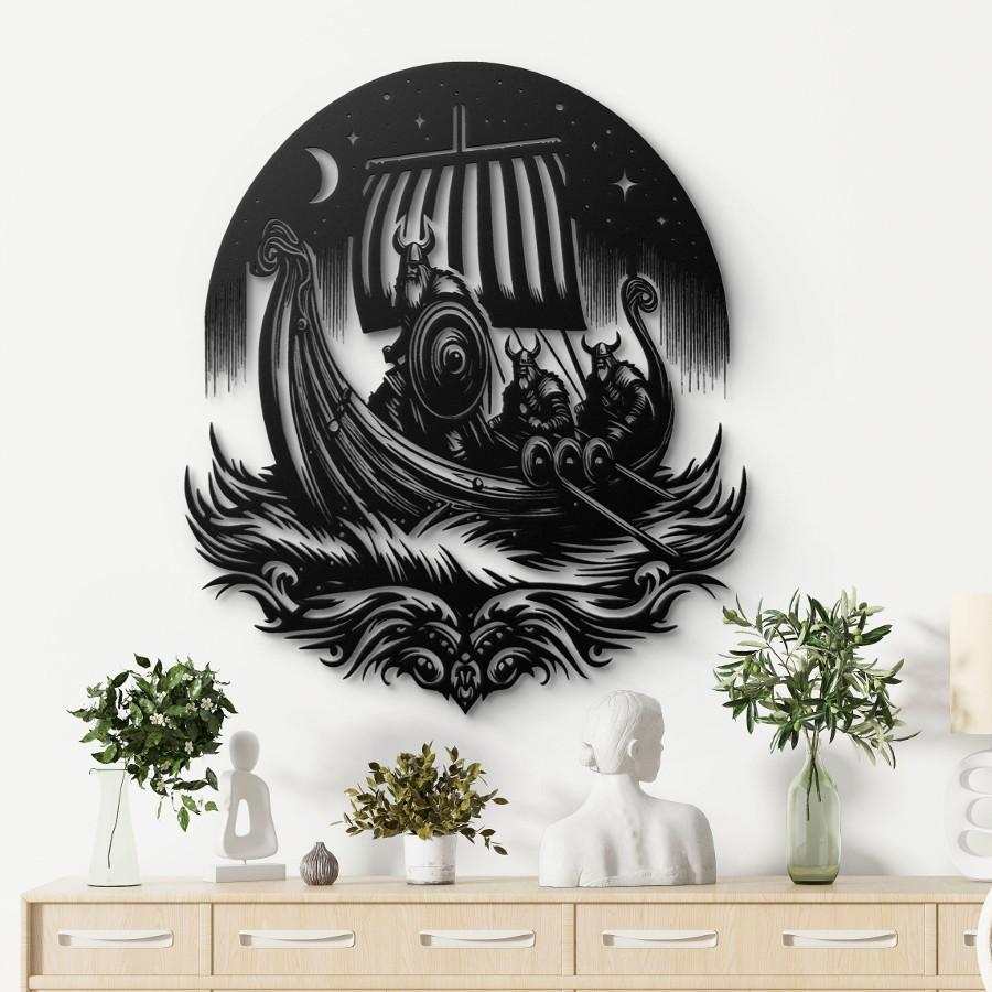 Viking Longship Raiders Metal Wall Art - Moonarch