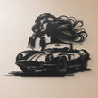 Woman & Retro Car Metal Wall Art Decor