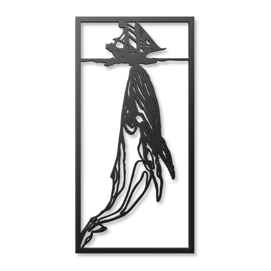 Whale and Boat Metal Wall Art Decor
