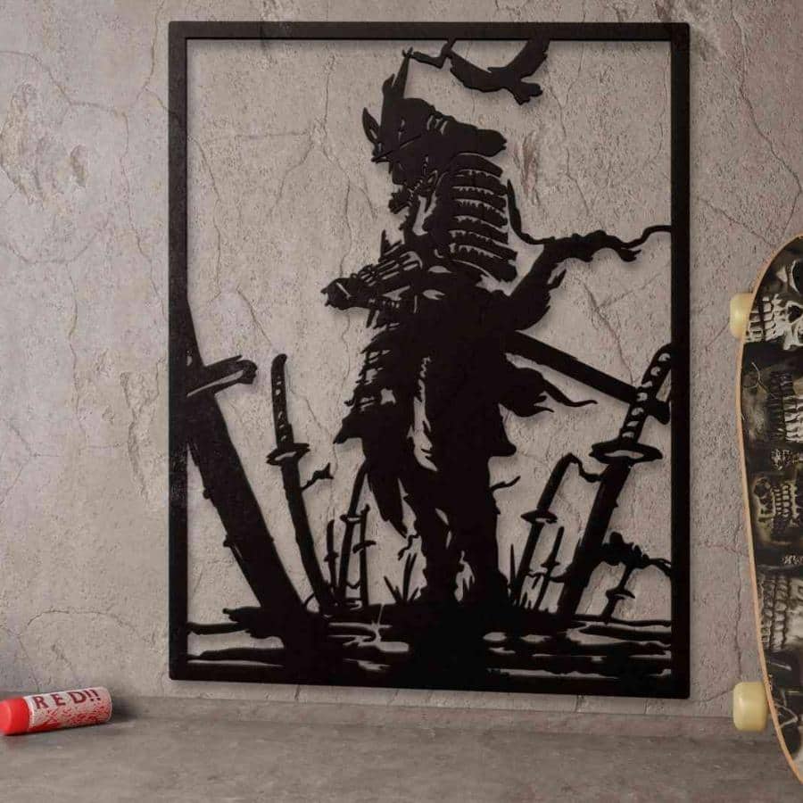 Japanese Samurai Battlefield Metal Wall Art, image size:900x900