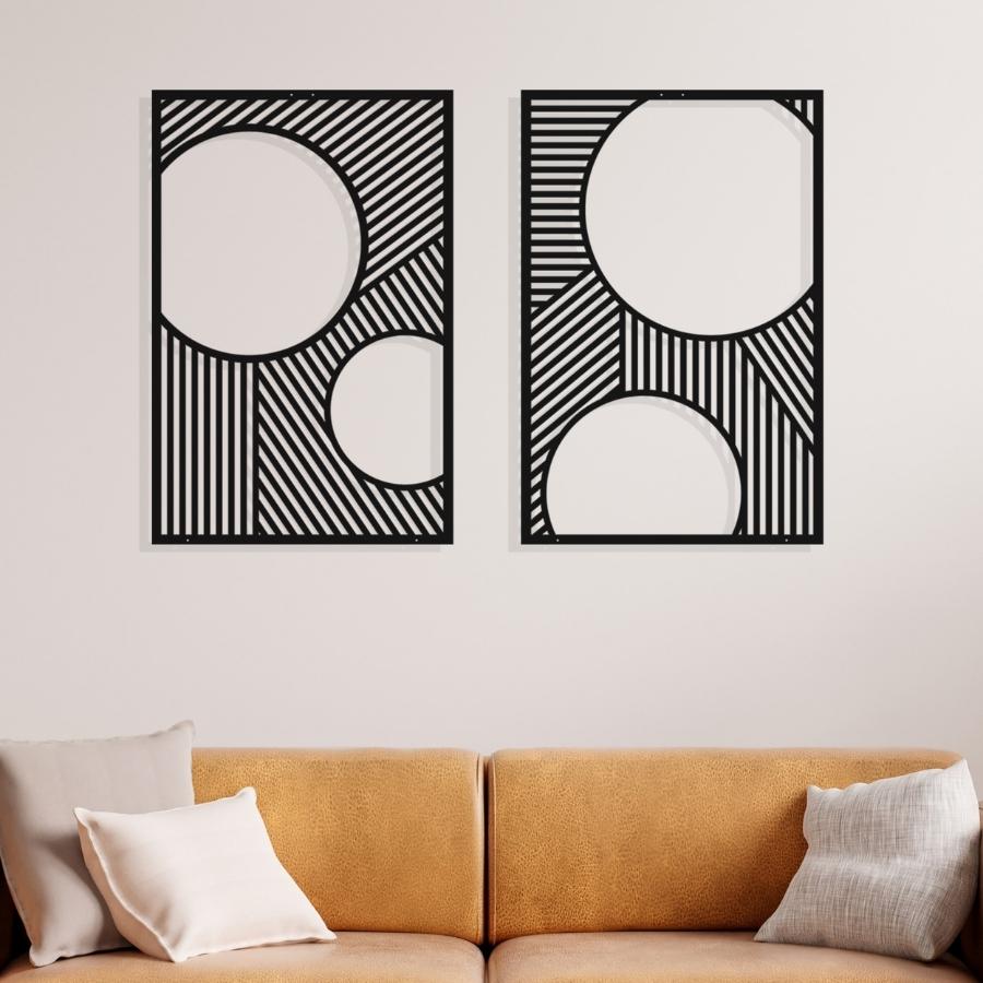 Geometric Mid Century Modern Metal Wall Art Set - Geometric Mid Century Modern Wall Decor