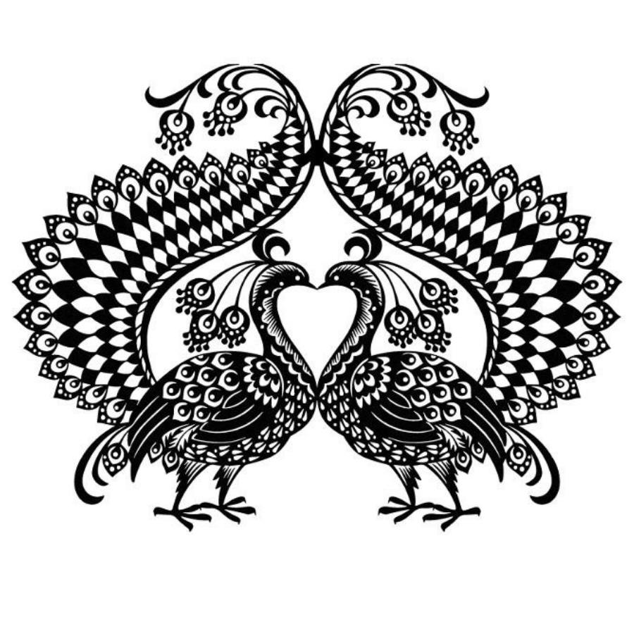 Double Peacock Metal Wall Art Decor