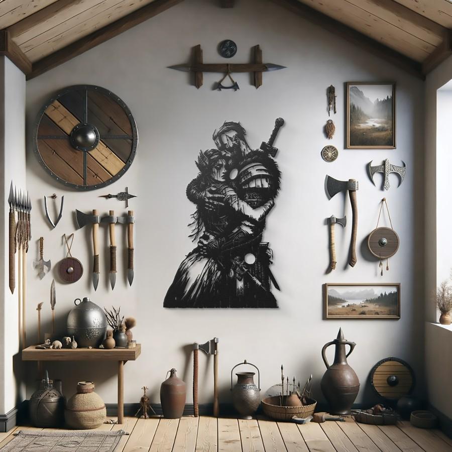 Warrior's Embrace Viking Metal Wall Art