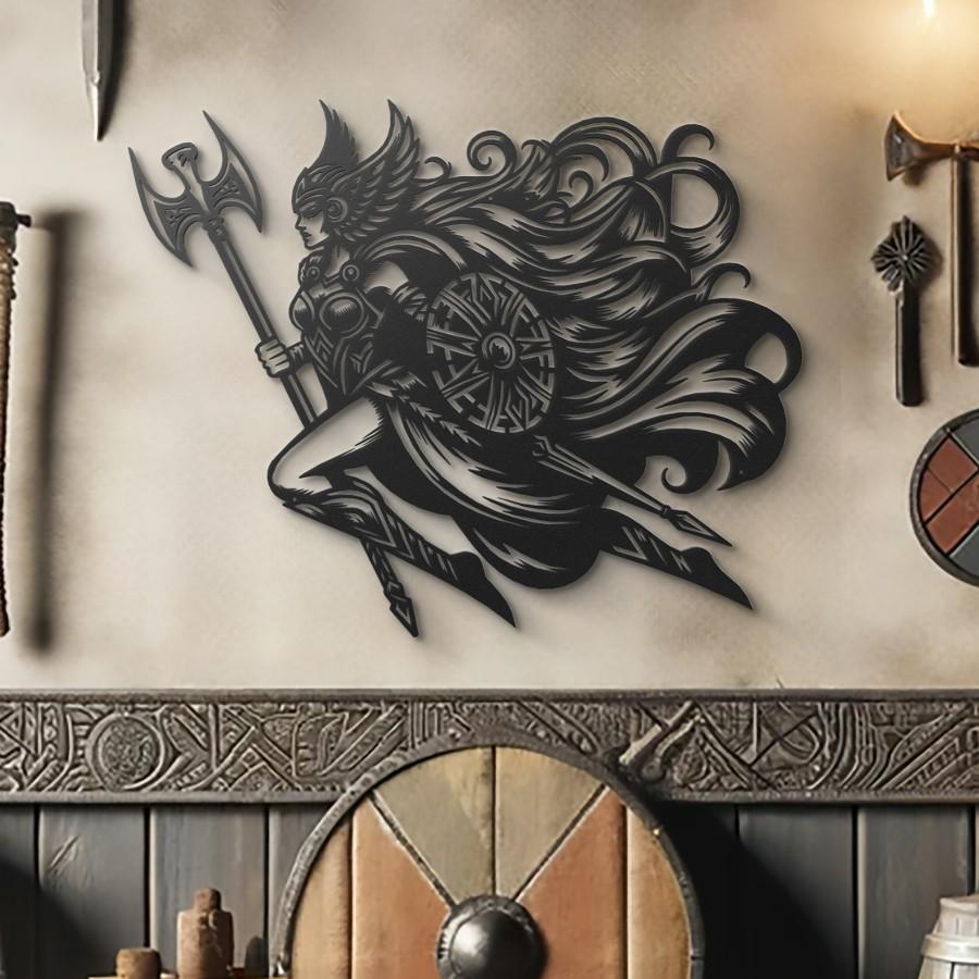 Valkyrie With Shield Metal Wall Art