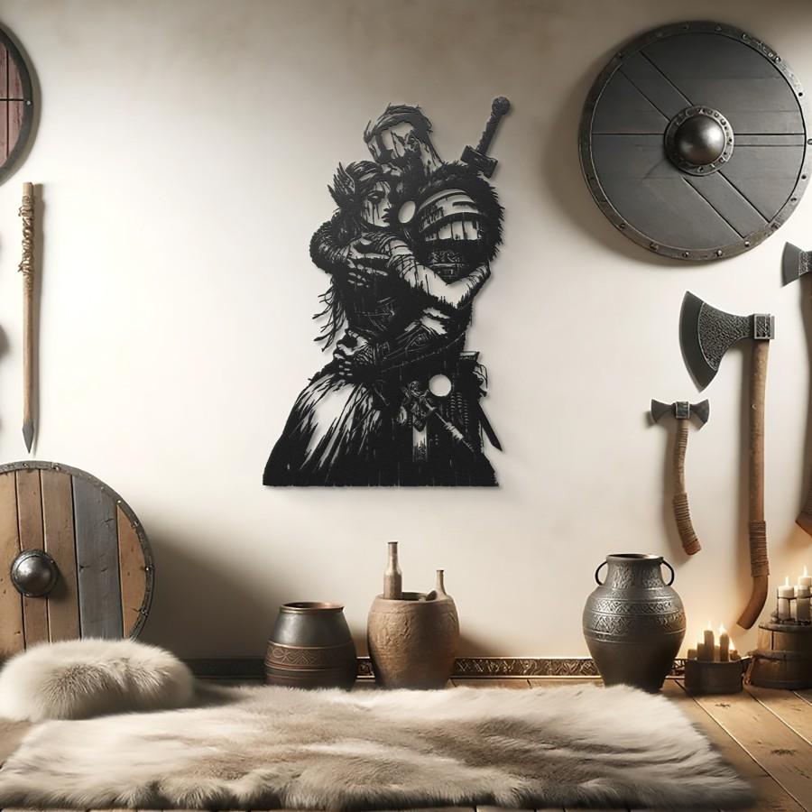 Warrior's Embrace Viking Metal Wall Art