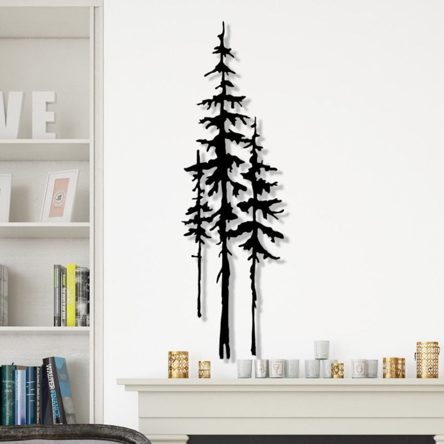 A Family of Evergreen Trees Metal Wall Art