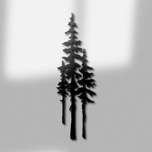 A Family of Evergreen Trees Metal Wall Art