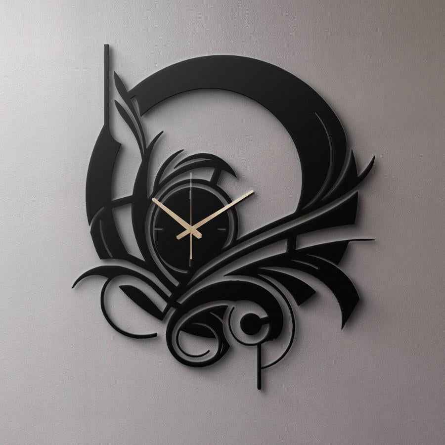 Abstract Black Metal Wall Clock