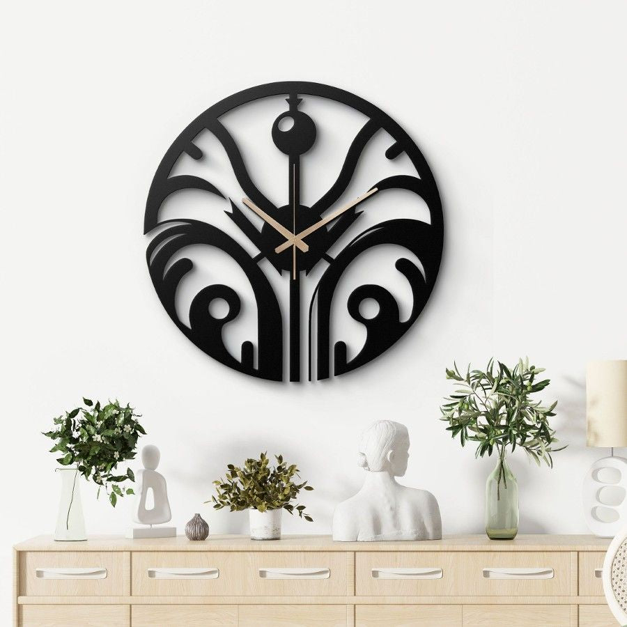 Abstract Botanical Design Metal Wall Clock