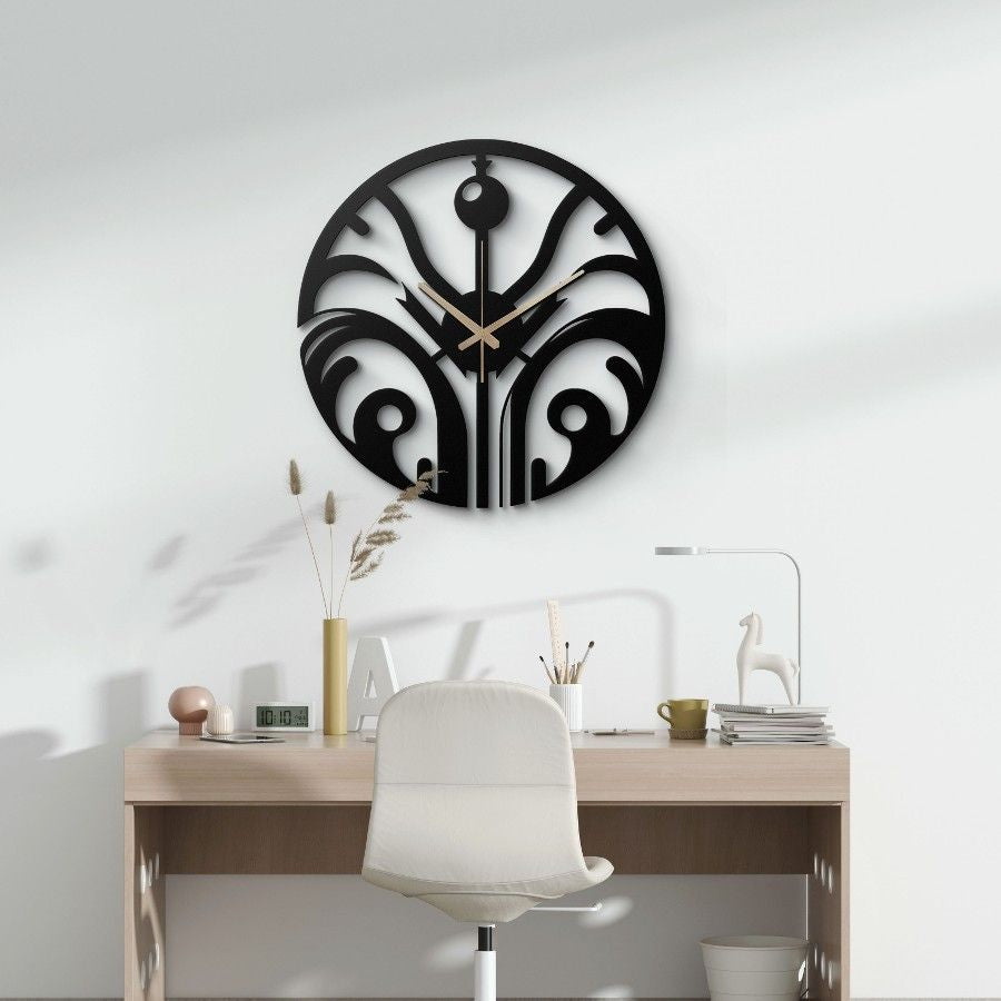 Abstract Botanical Design Metal Wall Clock