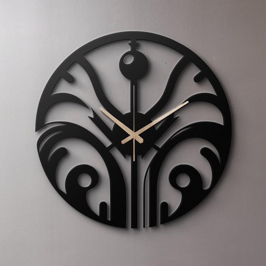 Abstract Botanical Design Metal Wall Clock