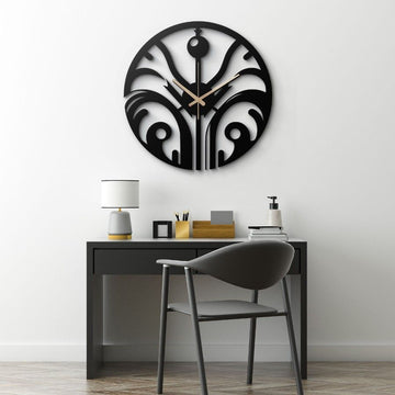 Abstract Botanical Design Metal Wall Clock