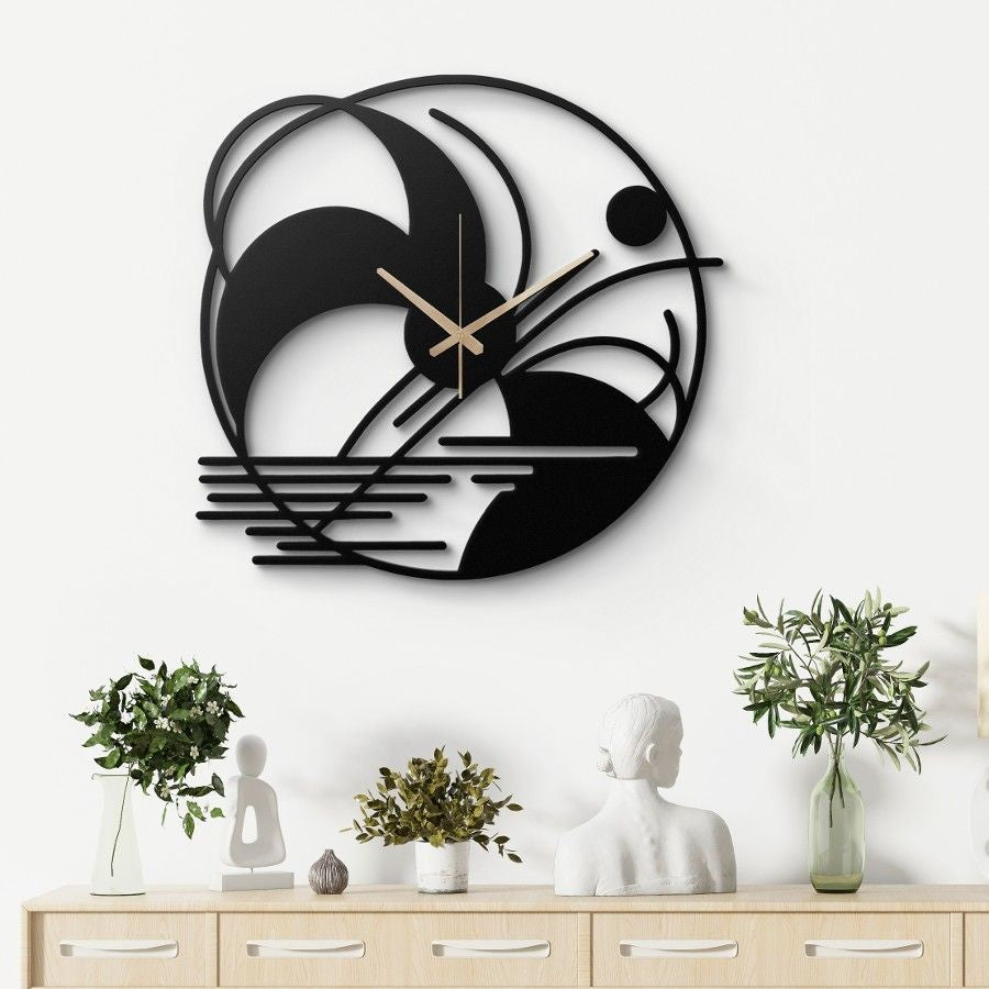 Abstract Geometric Metal Wall Clock